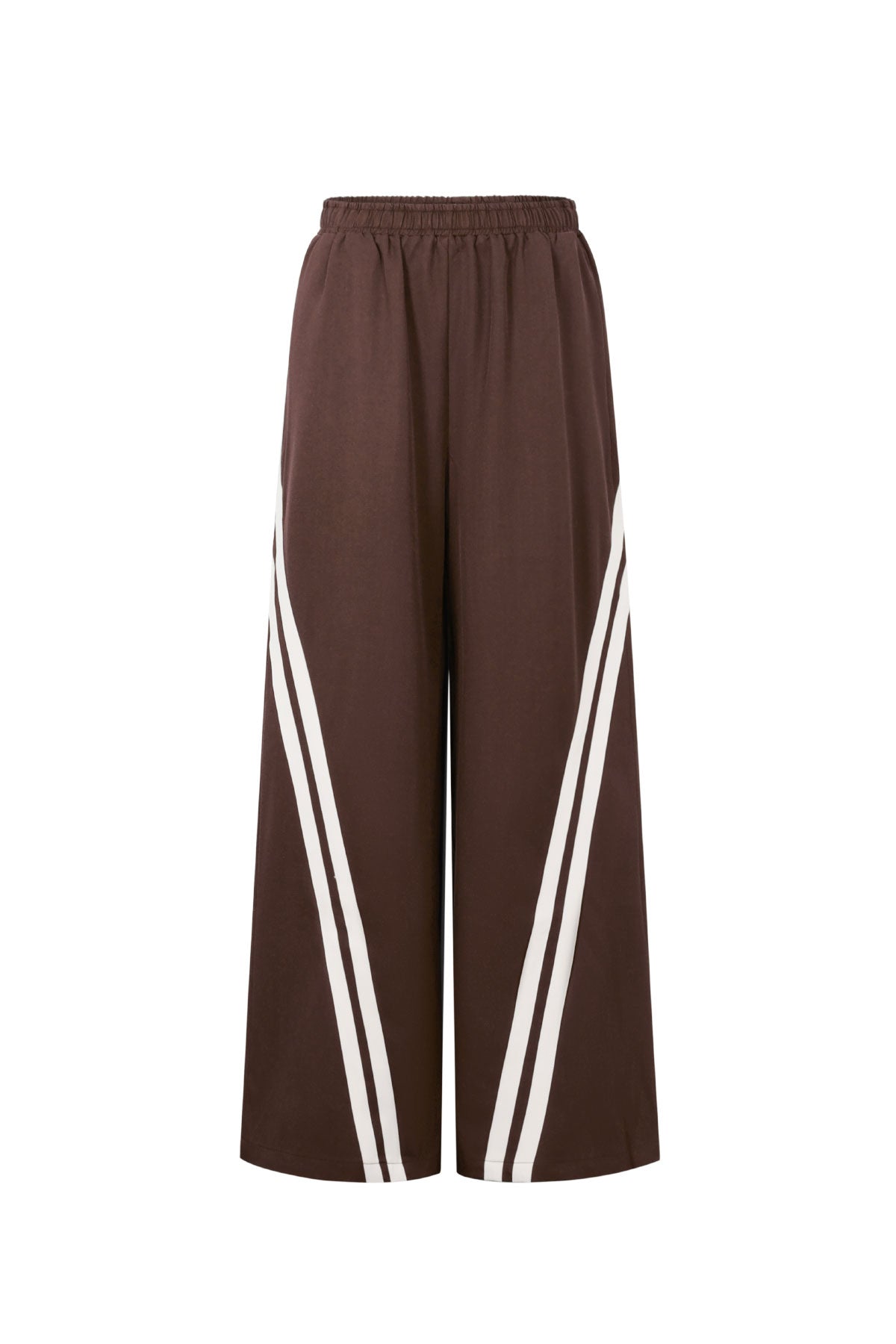 Woven Polyester Fiber Women's Straight Leg Pants Sporty Contrast Stripes