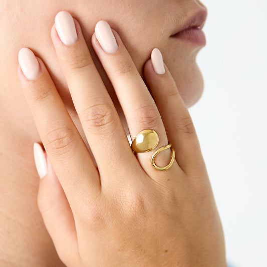 Elegant Gold-Color Adjustable Statement Ring