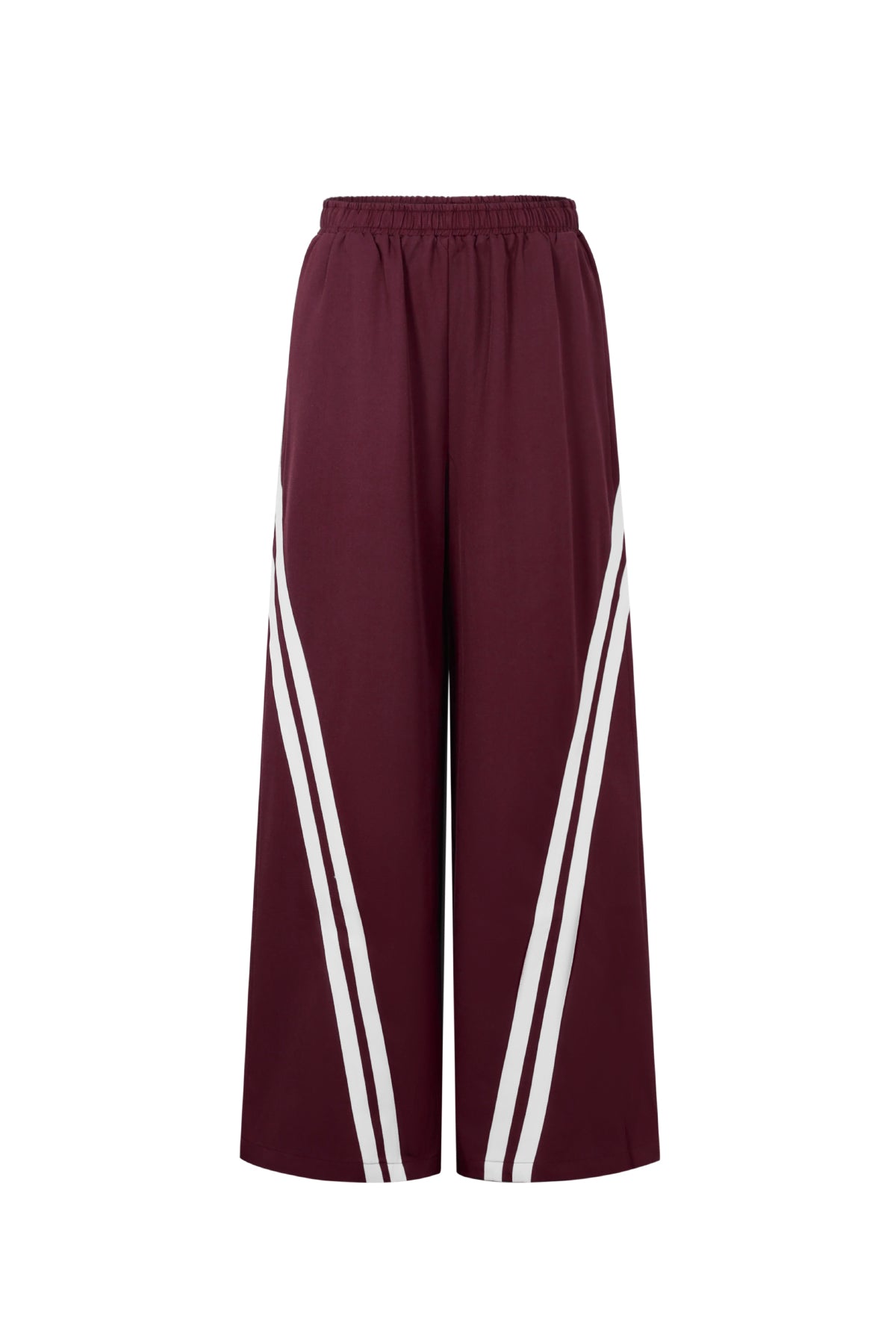 Woven Polyester Fiber Women's Straight Leg Pants Sporty Contrast Stripes