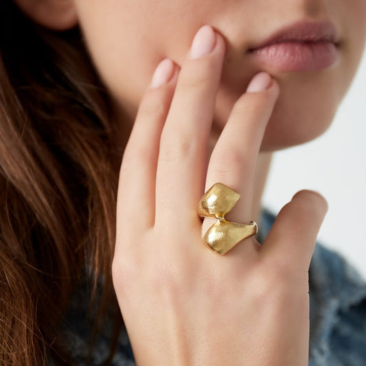Elegant Statement Ring in Silver & Gold