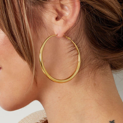 Elegant Stainless Steel Hoop Earrings - Silver & Gold