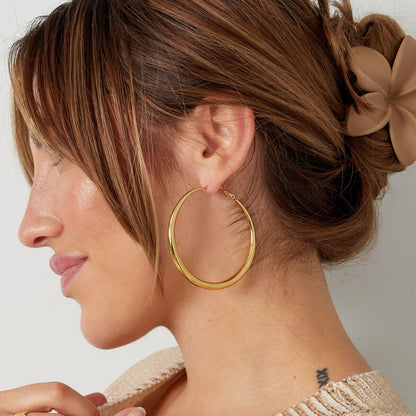 Elegant Stainless Steel Hoop Earrings - Silver & Gold