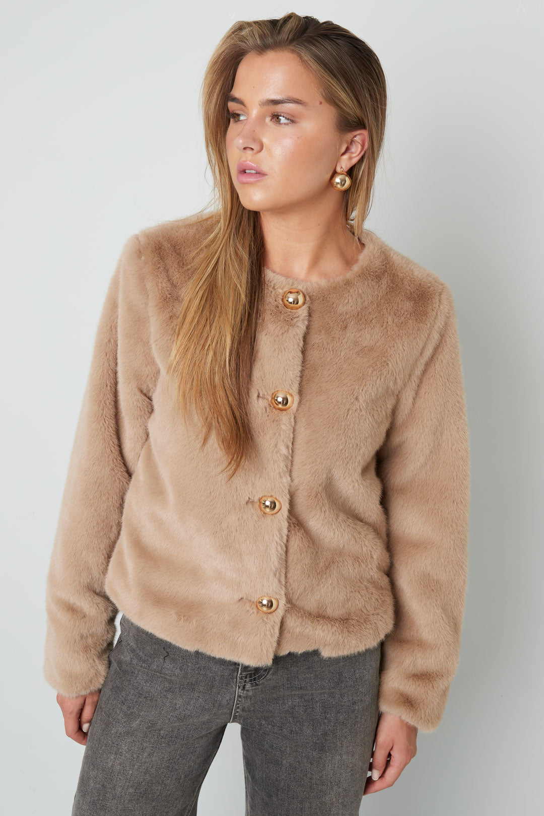 Woven Polyester Fiber Women's Jacket Elegant Solid Color Fall/Winter
