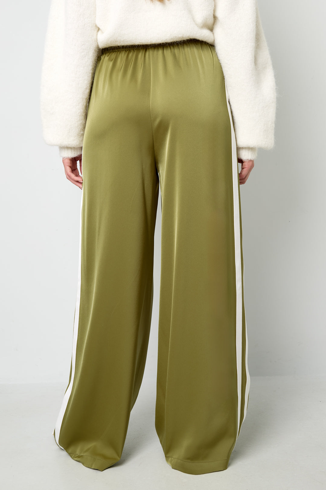 Woven Polyester Fiber Women's Straight Leg Pants Sporty Stripes
