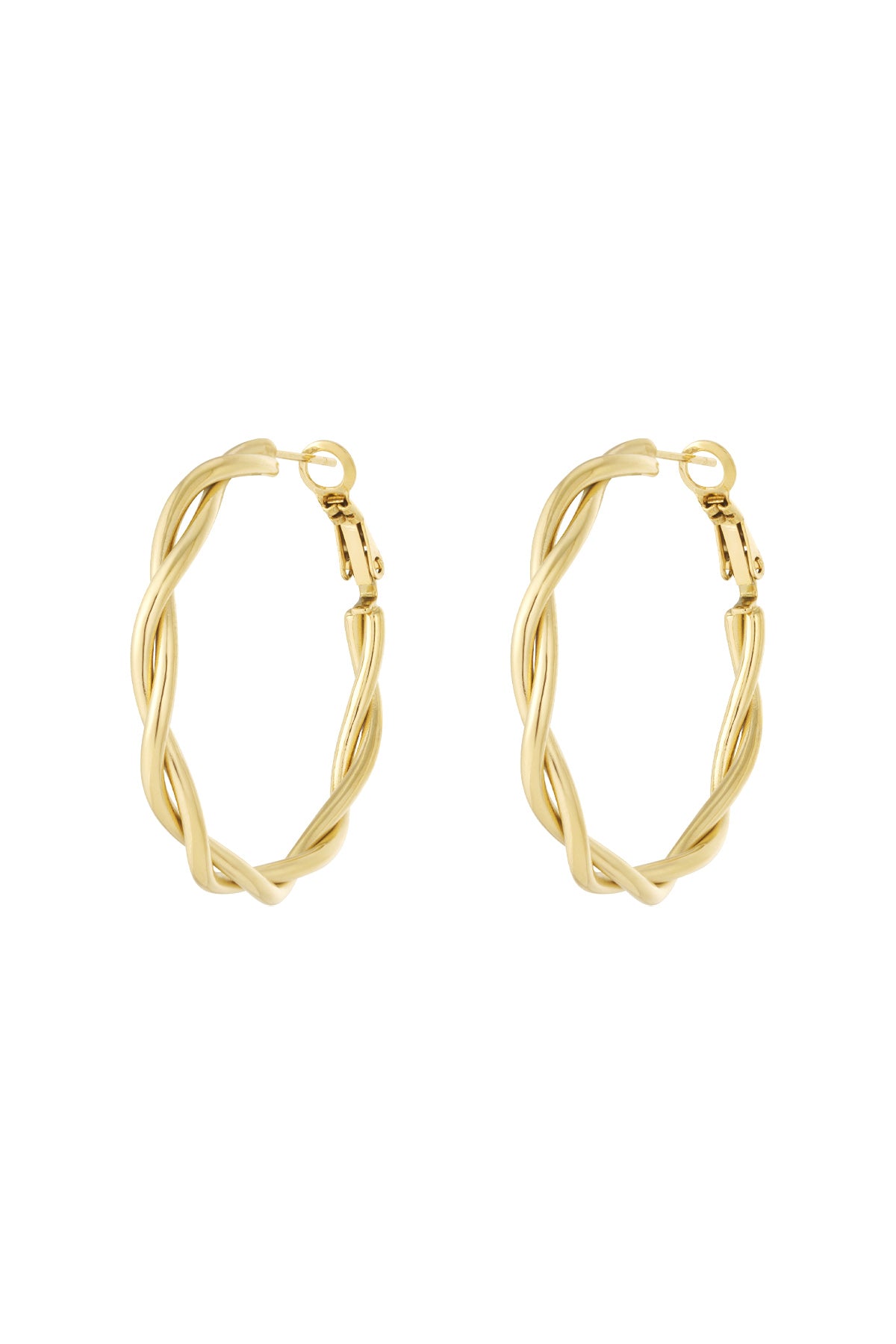 Stylish Stainless Steel Hoop Earrings - Silver & Gold