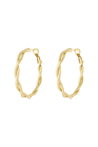 Stylish Stainless Steel Hoop Earrings - Silver & Gold
