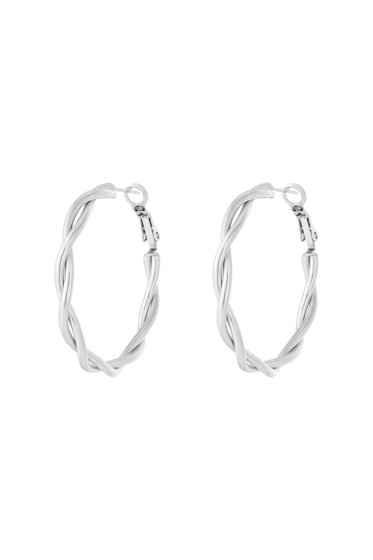 Stylish Stainless Steel Hoop Earrings - Silver & Gold