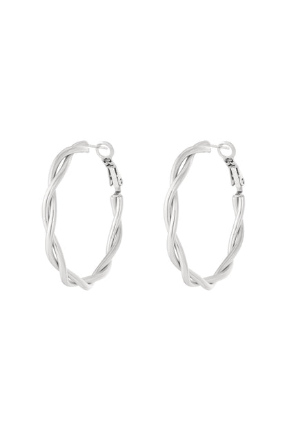 Stylish Stainless Steel Hoop Earrings - Silver & Gold