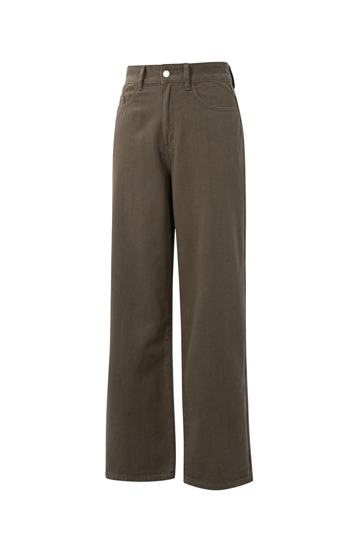Woven Cotton Women's Straight Leg Pants Casual Solid Color