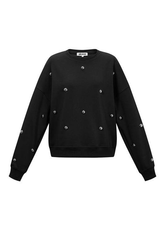 Gebreide Katoen Vrouwen Lange Mouw Top Casual Polkadots