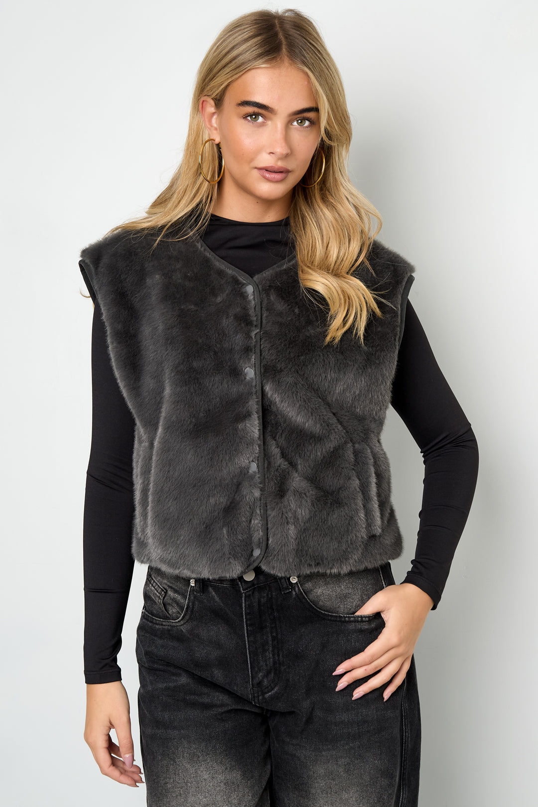 Woven Polyester Fiber Women's Vest Casual Fall/Winter Solid Color