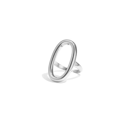 Elegant Minimalist Adjustable Ellipse Ring - Silver & Gold