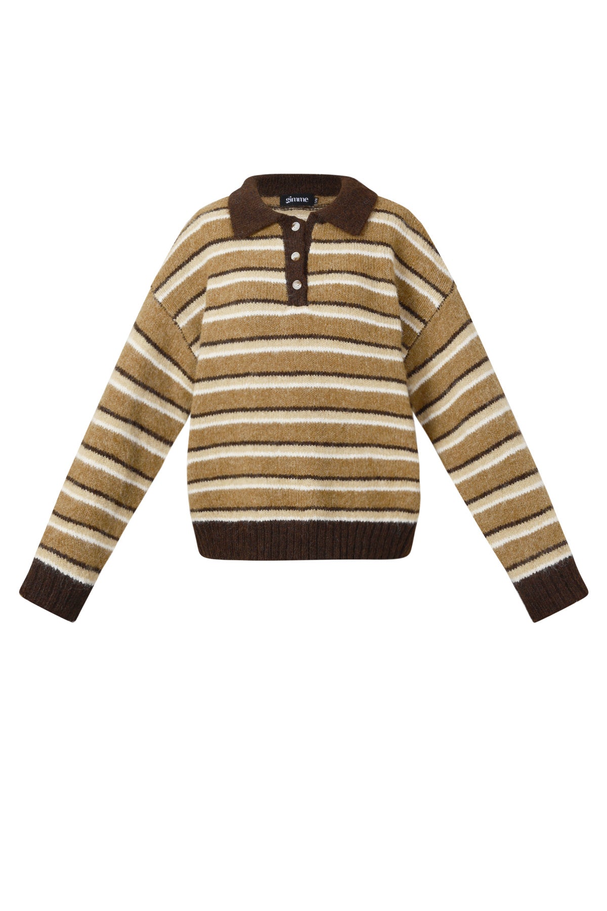 Knitted Polyester Fiber Women's Knit Sweater Casual Stripes