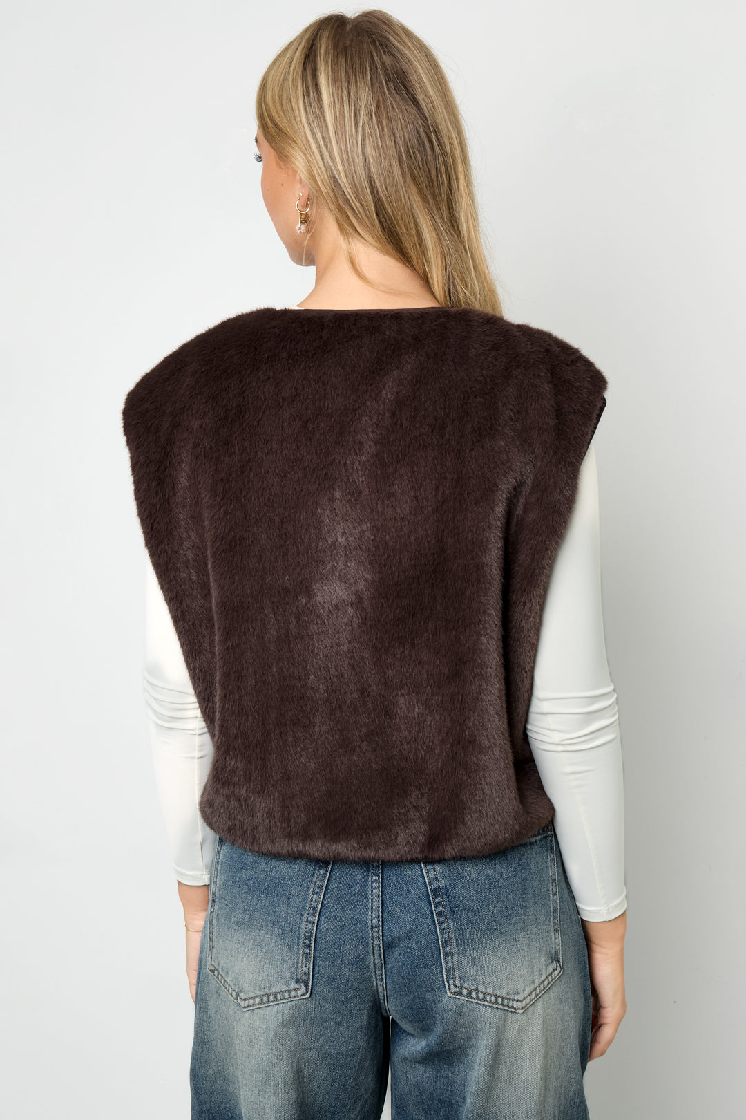 Woven Polyester Fiber Women's Vest Casual Fall/Winter Solid Color