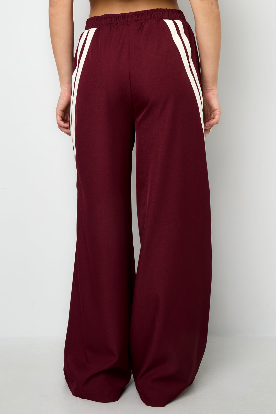 Woven Polyester Fiber Women's Straight Leg Pants Sporty Contrast Stripes