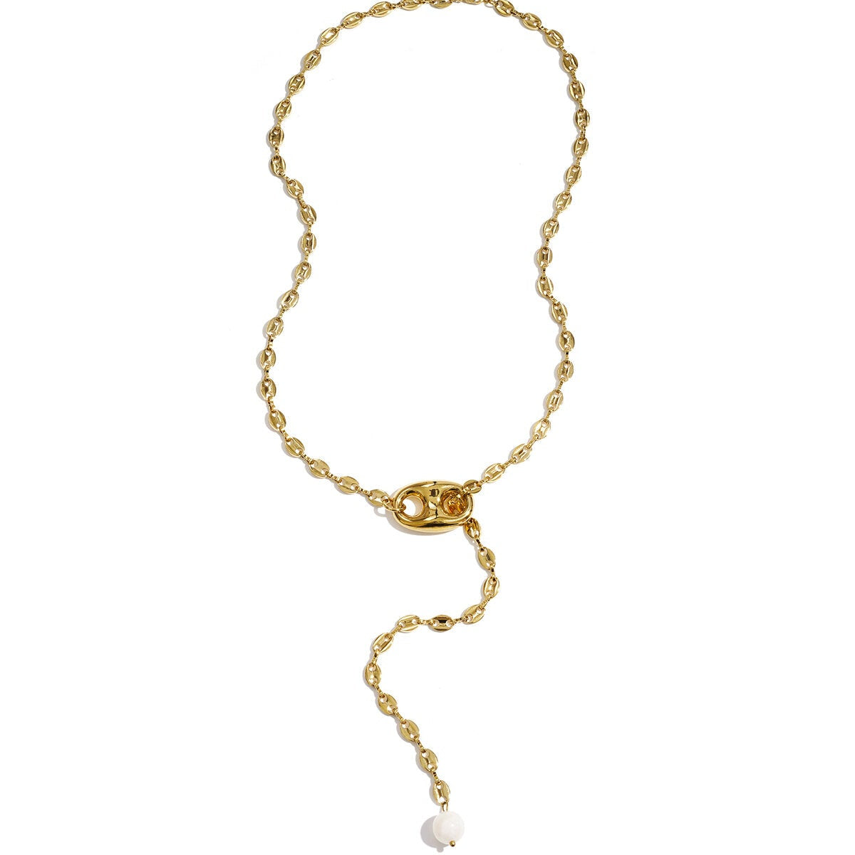 Elegant Gold-Toned Stainless Steel Pendant Necklace