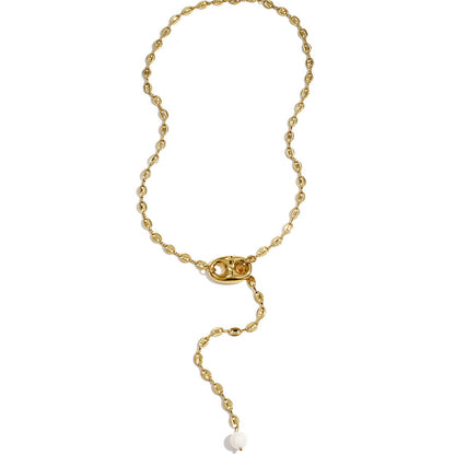 Elegant Gold-Toned Stainless Steel Pendant Necklace