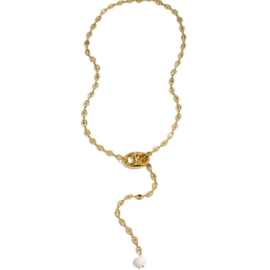 Elegant Gold-Toned Stainless Steel Pendant Necklace
