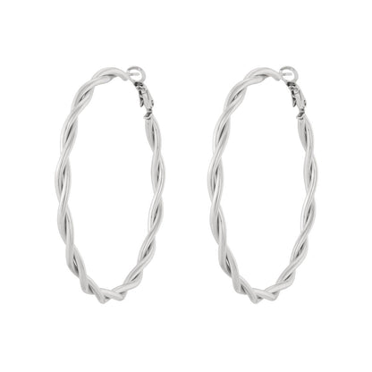 Stylish Stainless Steel Hoop Earrings - Silver & Gold