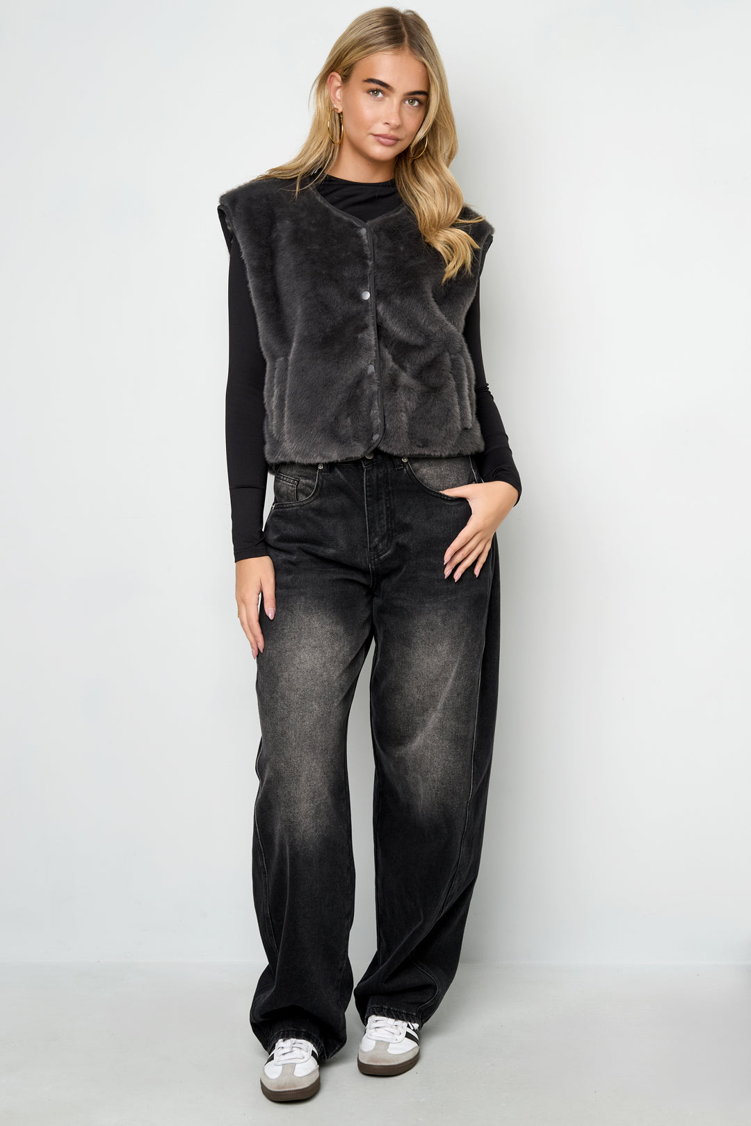 Woven Polyester Fiber Women's Vest Casual Fall/Winter Solid Color