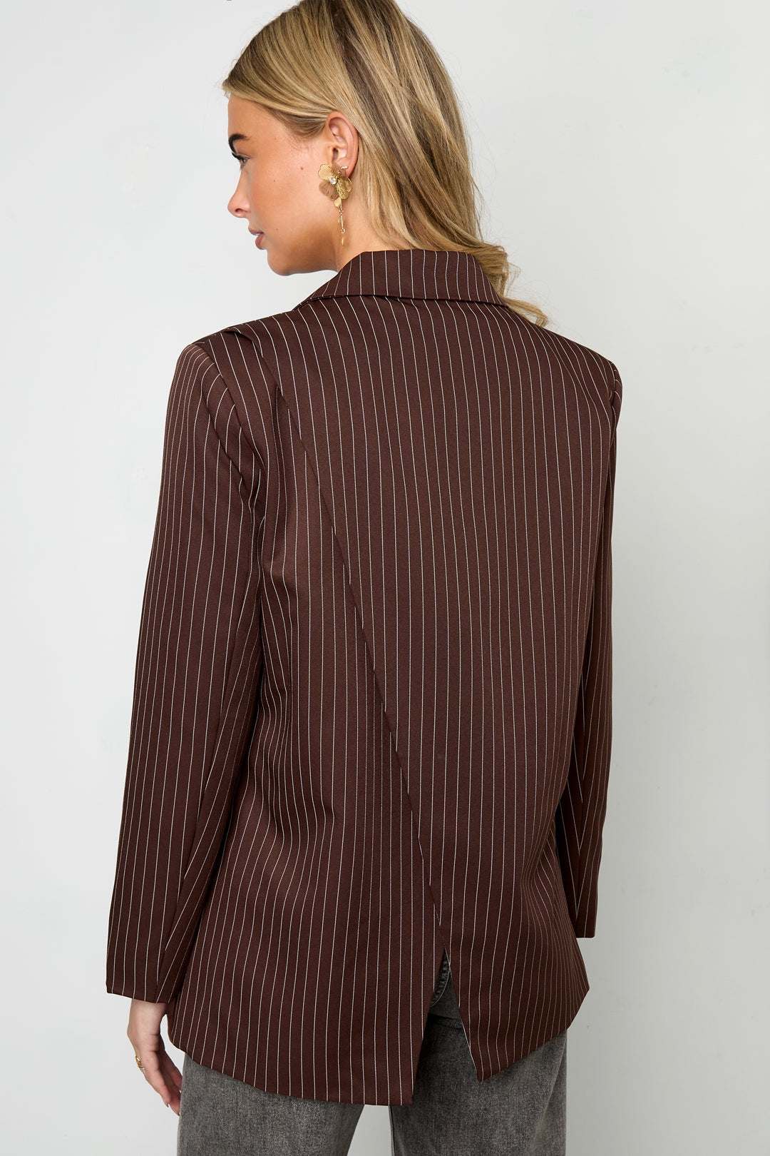 Woven Polyester Fiber Women's Suit Set Elegant Stripes Fall/Winter