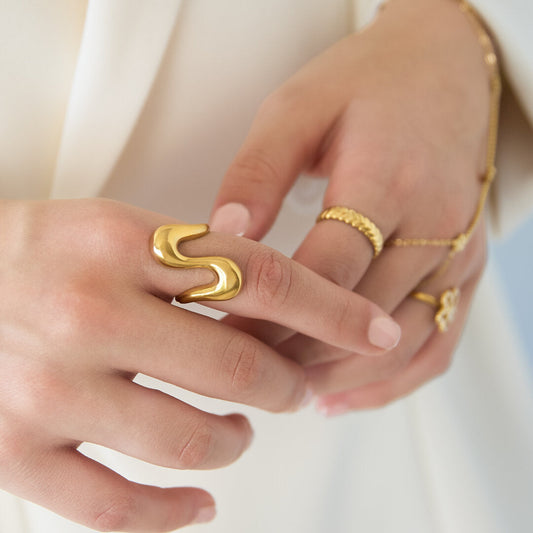 Elegant Adjustable Statement Ring in Silver & Gold