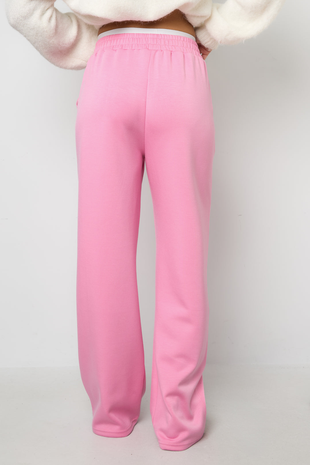 Knitted Polyester Fiber Women's Straight Leg Pants Sporty Solid Color